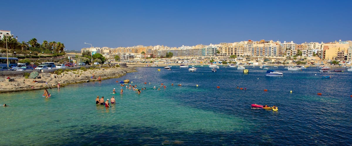 Qawra featuring a coastal town