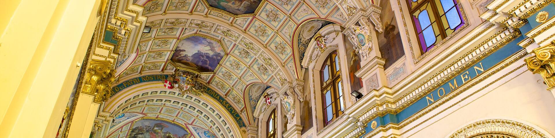 Malta featuring interior views, a church or cathedral and religious aspects