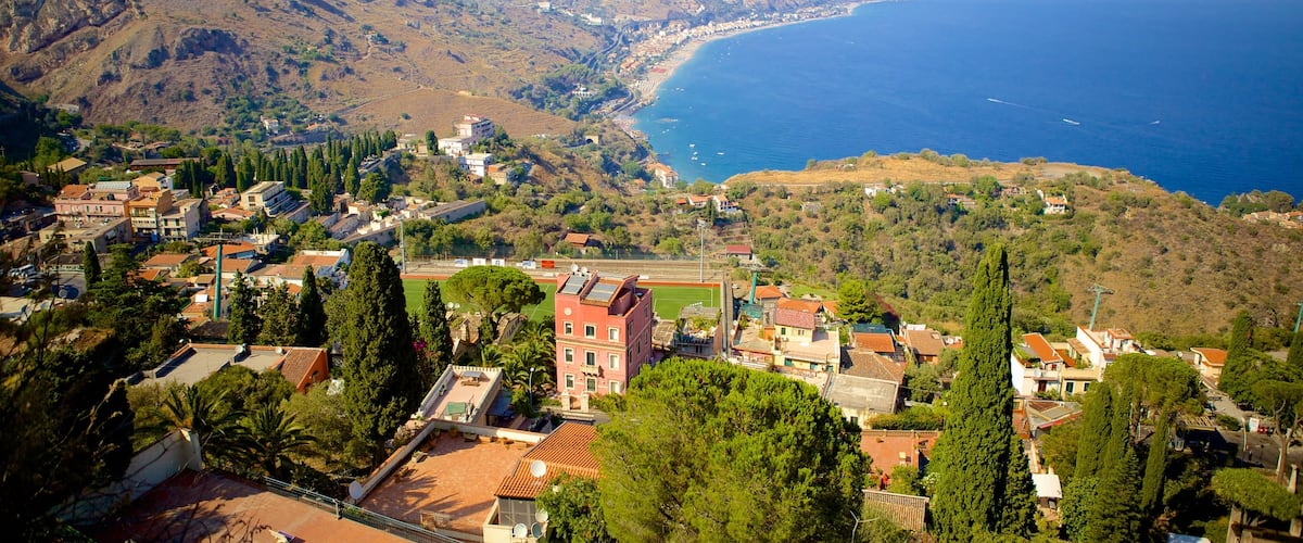 Greek Theatre which includes general coastal views