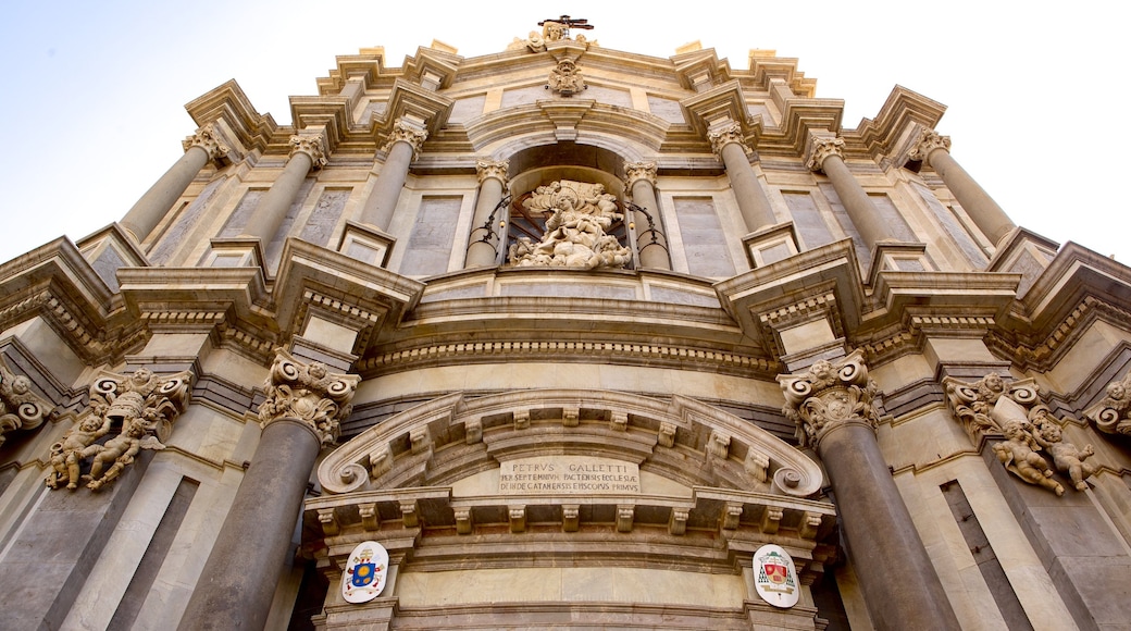 Catania Cathedral which includes a church or cathedral, religious aspects and heritage architecture