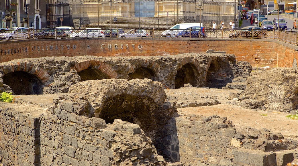 Roman Amphitheater showing building ruins