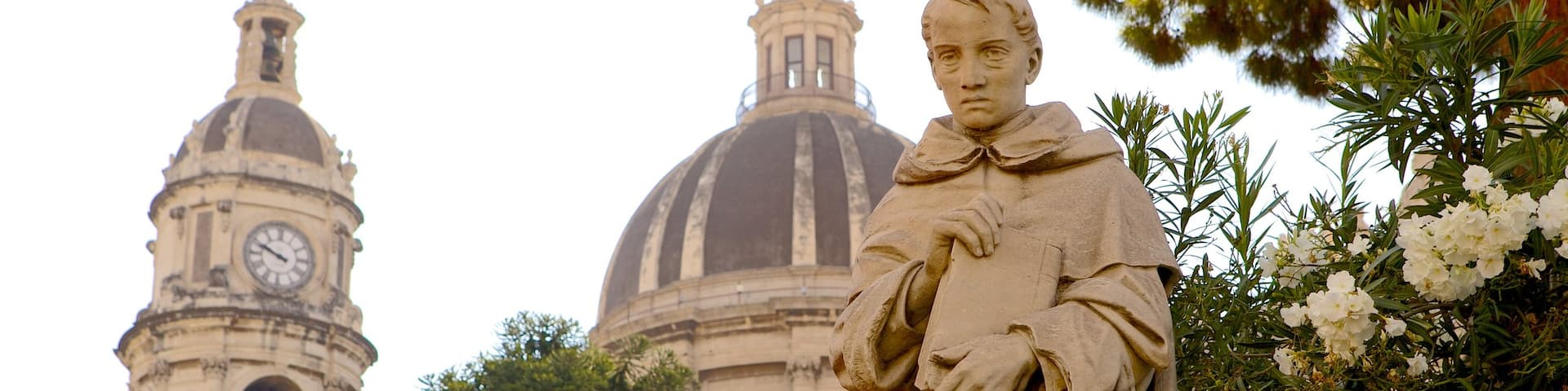 Catania Cathedral which includes a statue or sculpture, a church or cathedral and religious aspects