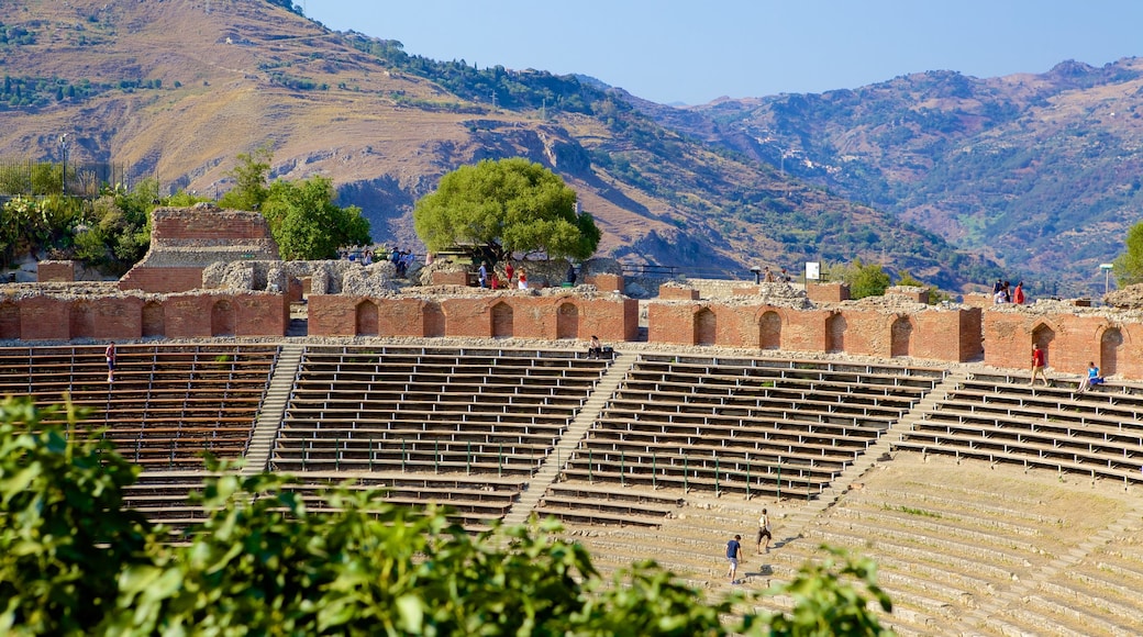 Greek Theatre showing heritage architecture and building ruins