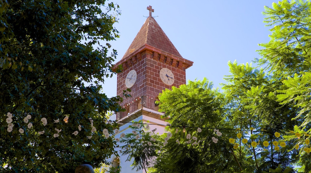 Machico mit einem Kirche oder Kathedrale, historische Architektur und religiöse Elemente