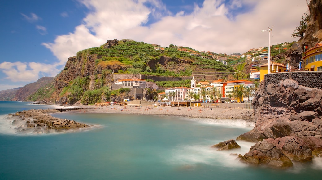 Ponta do Sol showing rocky coastline and a coastal town