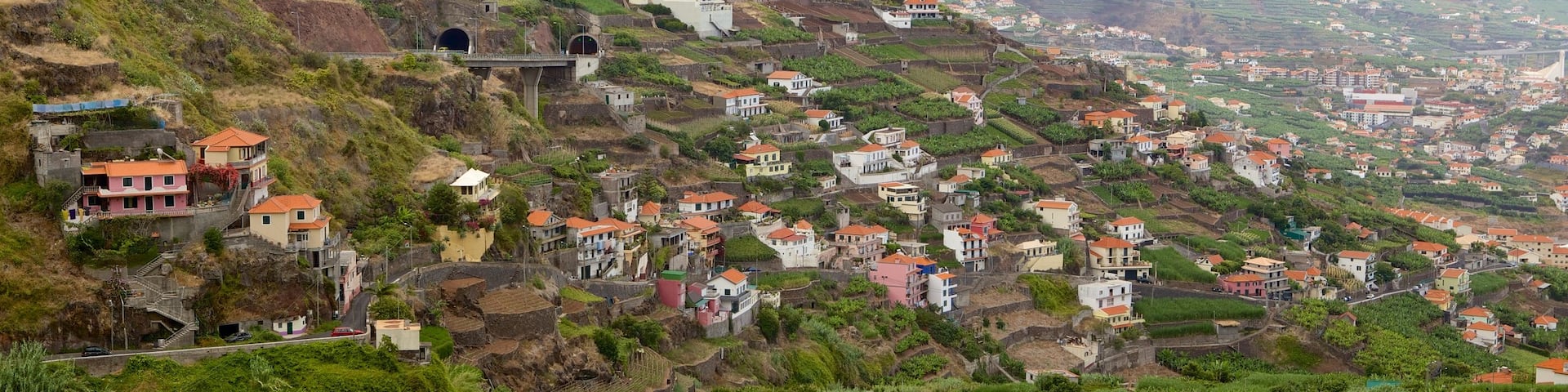 Cabo Girao showing a small town or village