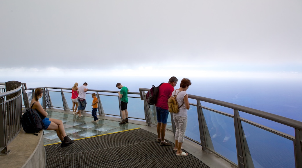 Cabo Girão mostrando paisagens assim como um pequeno grupo de pessoas