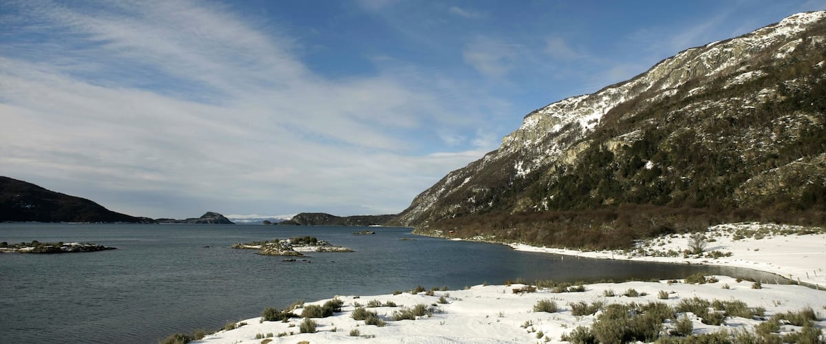 Tierra del Fuego which includes snow and general coastal views