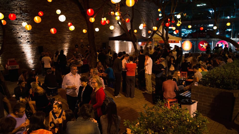 Parramatta featuring night scenes, nightlife and street scenes