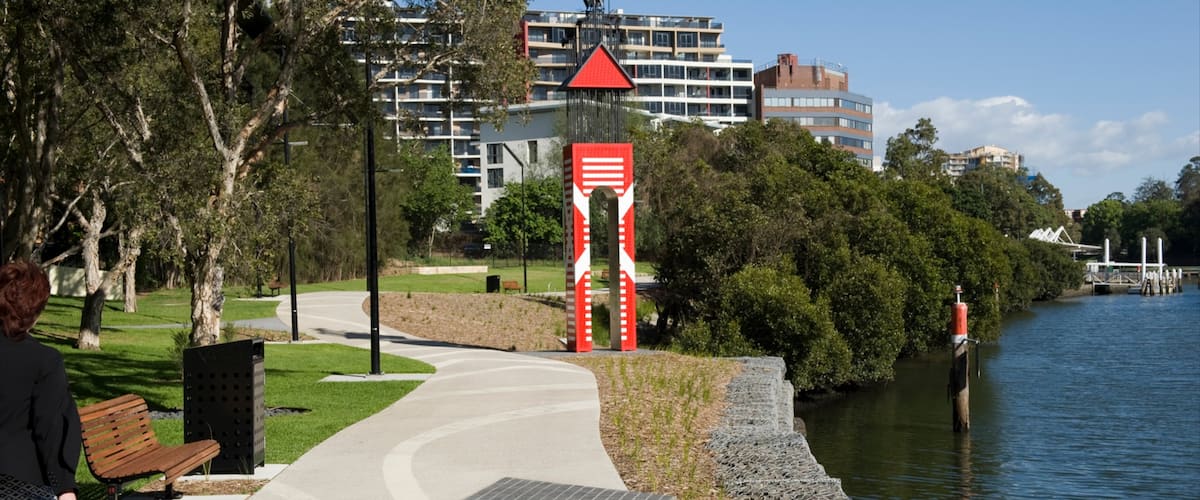 Parramatta showing general coastal views and a city
