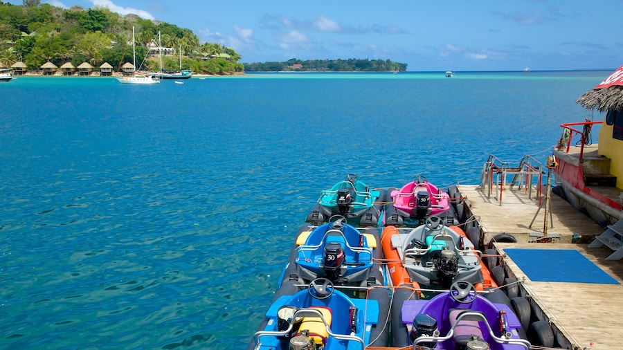 Port Vila which includes boating, general coastal views and a bay or harbour