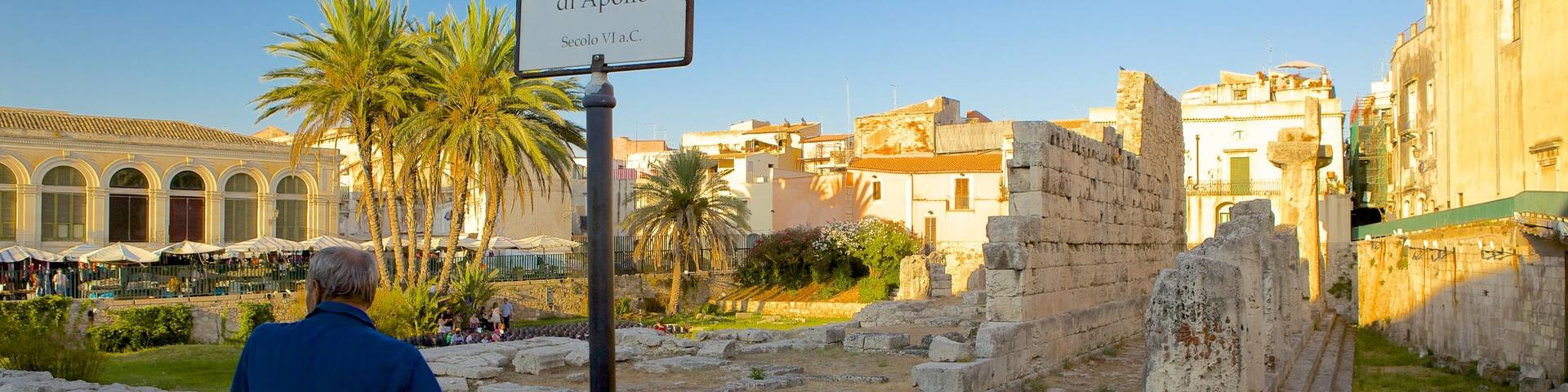 Templo de Apollo mostrando elementos de patrimônio e uma ruína assim como um homem sozinho
