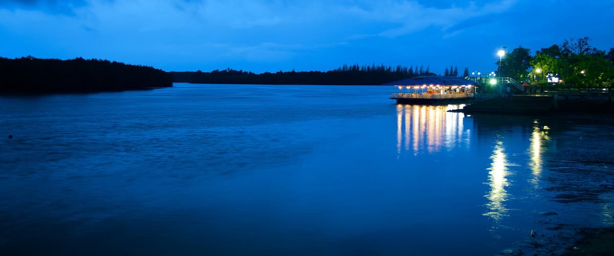 Krabi Town featuring night scenes and a river or creek