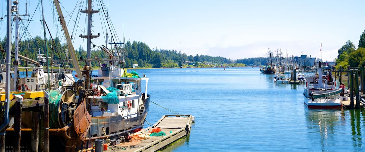 Ucluelet featuring boating, a marina and general coastal views