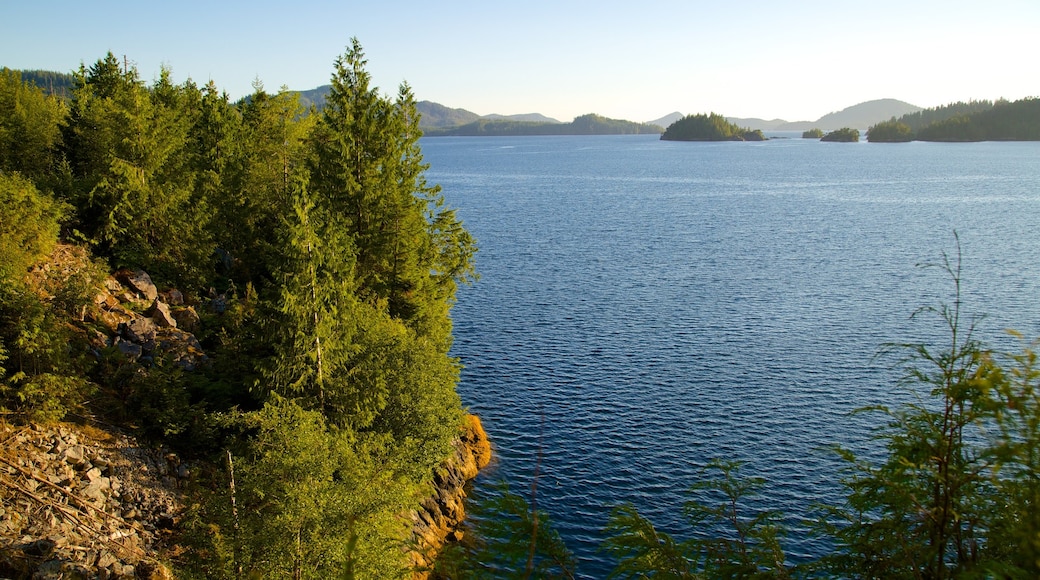 Clayquot Arm Provincial Park which includes a lake or waterhole, landscape views and forest scenes