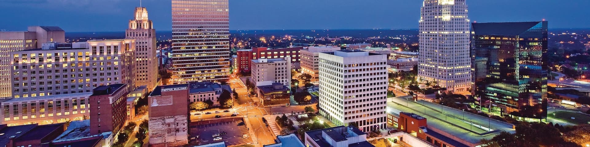 Winston - Salem featuring a city and night scenes
