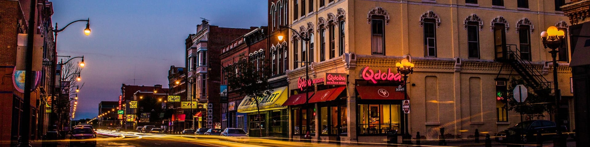 La Crosse showing night scenes and a city