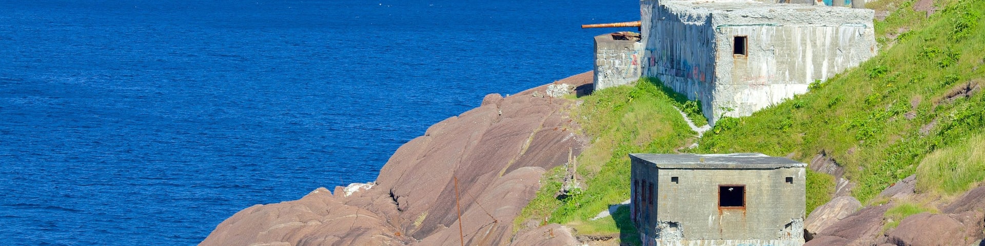 Fort Amherst showing building ruins and general coastal views