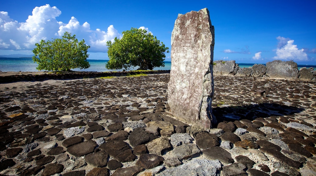 Marae Taputapuatea which includes general coastal views