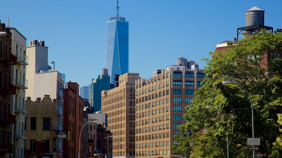 West Village caracterizando uma cidade e um arranha-céu