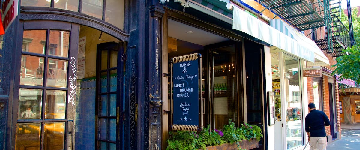 West Village showing a city, signage and cbd