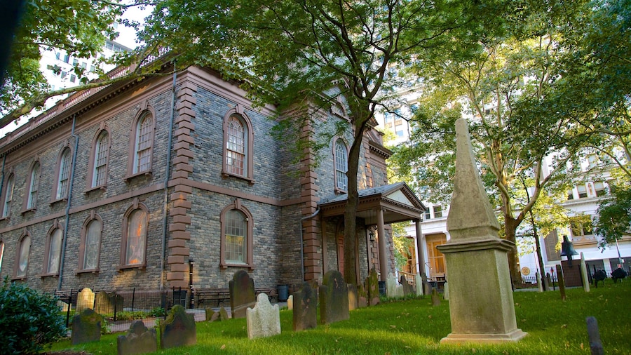Trinity Church showing a cemetery and a church or cathedral