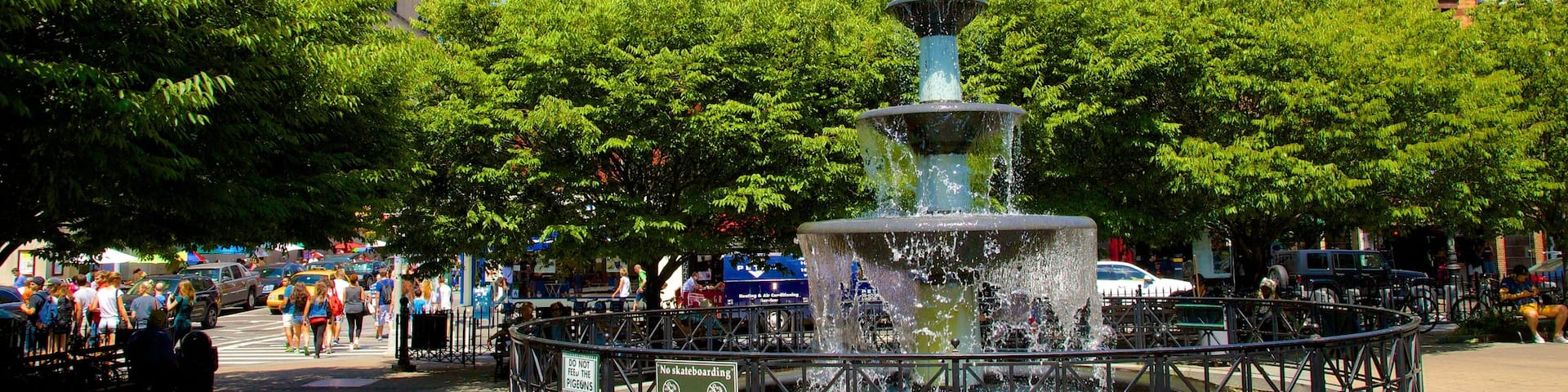 Greenwich Village showing a fountain