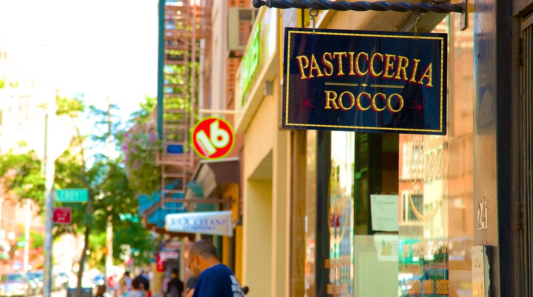 Bleecker Street showing street scenes and signage