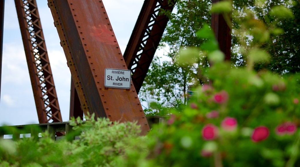 Fredericton featuring signage and a bridge