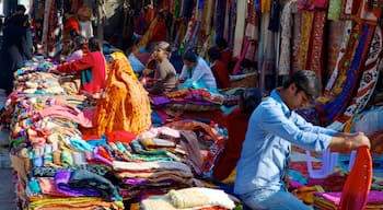 Delhi which includes markets and shopping as well as a small group of people