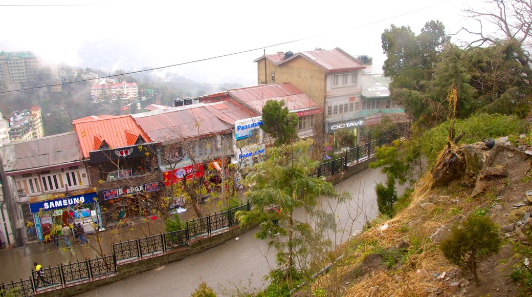 Shimla Mall showing a city and mist or fog