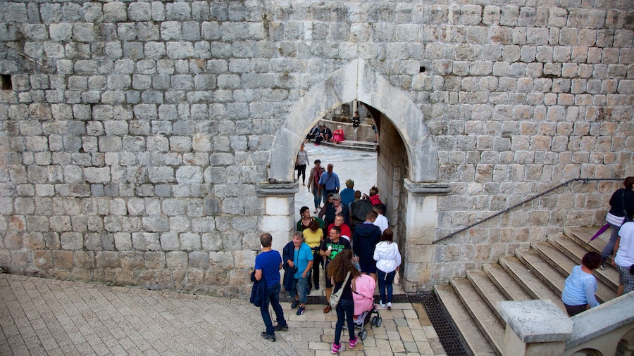 Pile Gate showing heritage elements as well as a small group of people