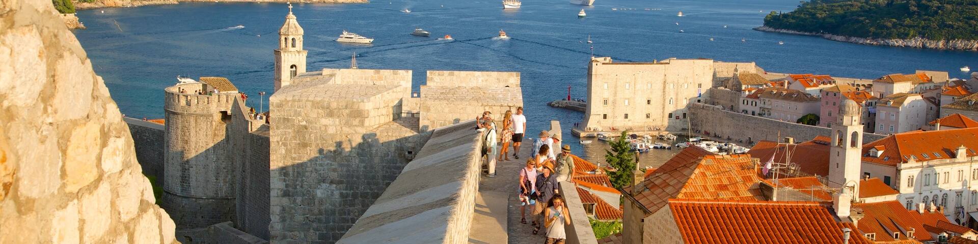 Dubrovnik - Southern Dalmatia featuring general coastal views and a coastal town as well as a small group of people