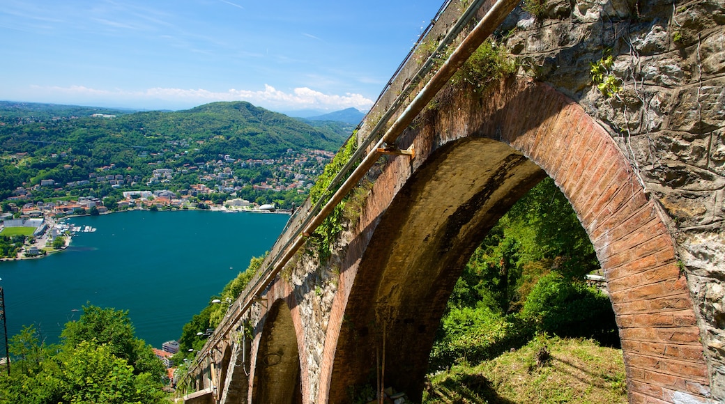 Como-Brunate Funicular showing a bay or harbour and a bridge