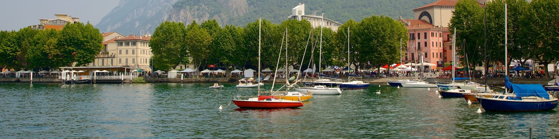 Lecco featuring boating, a bay or harbor and a coastal town
