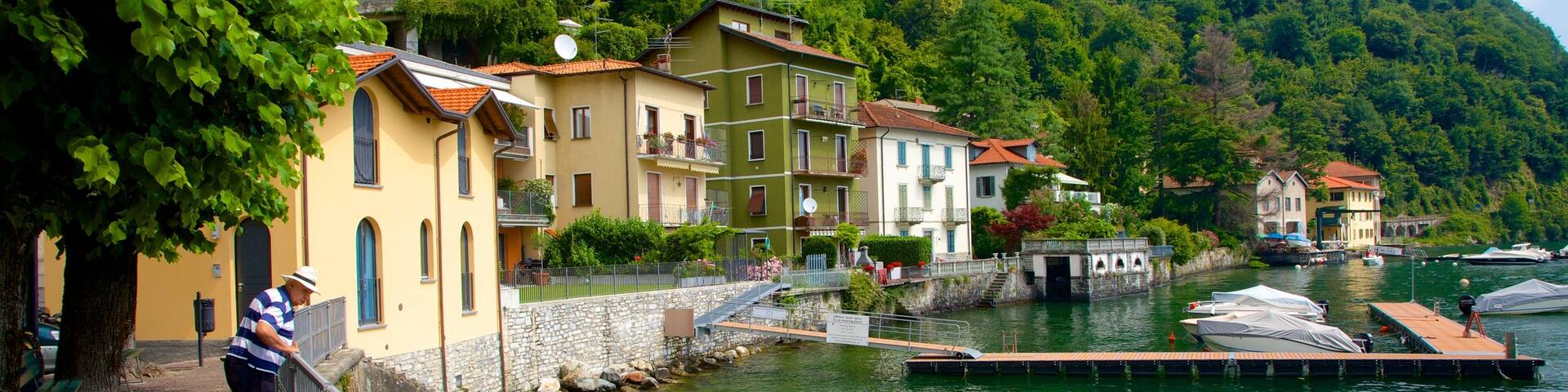 Argegno montrant maison, ville côtière et marina