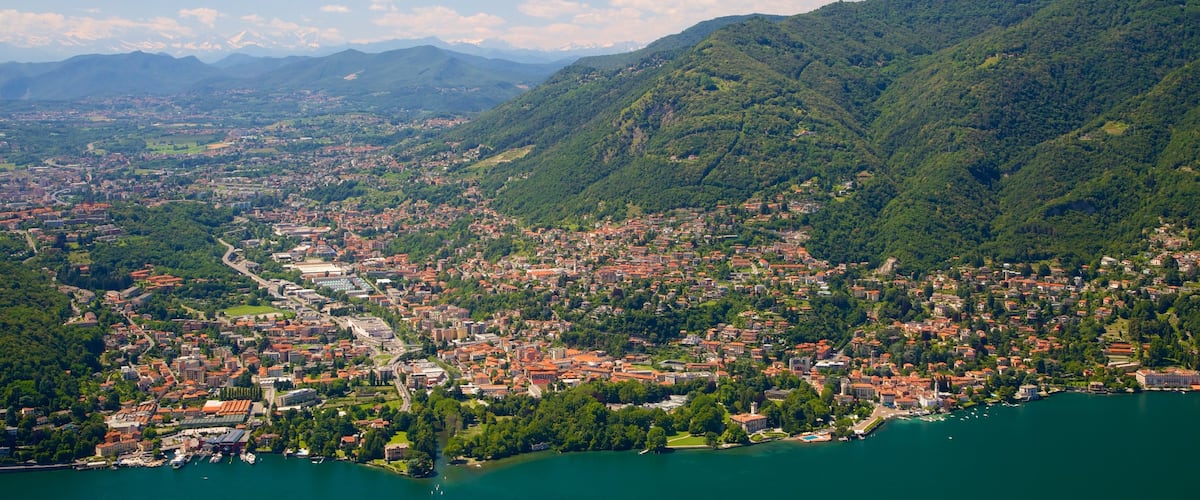 Como-Brunate Funicular which includes mountains, a city and a coastal town