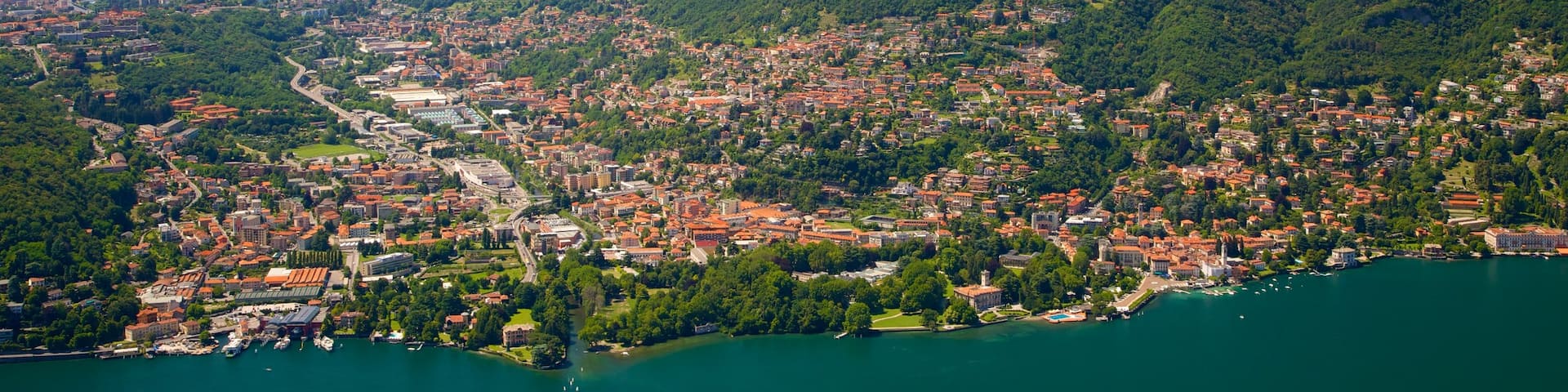 Como-Brunate Funicular featuring a city, a coastal town and mountains