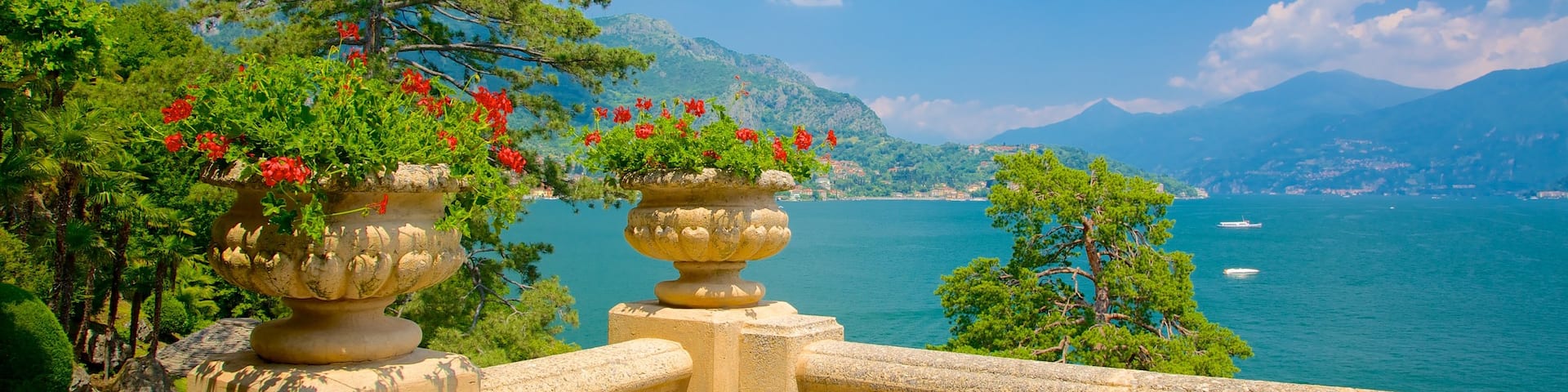 Comer See Region mit einem Ansichten, allgemeine Küstenansicht und Blumen