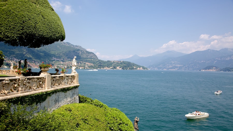 Lake Como showing a coastal town, a bay or harbour and boating