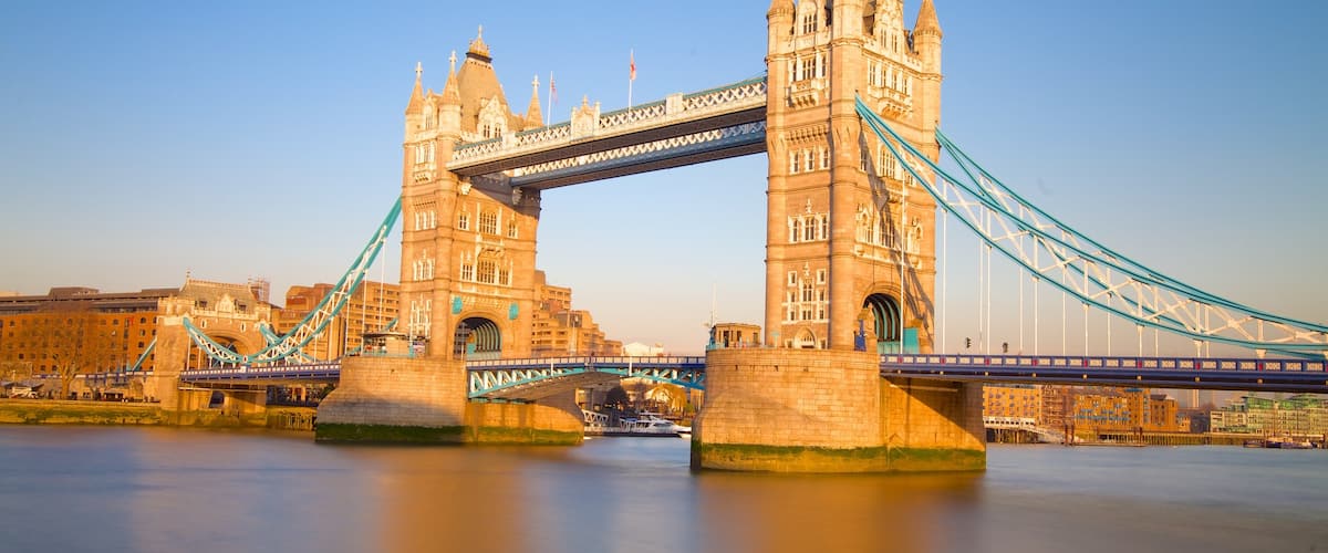 Tower Bridge showing a bay or harbour, heritage architecture and a bridge
