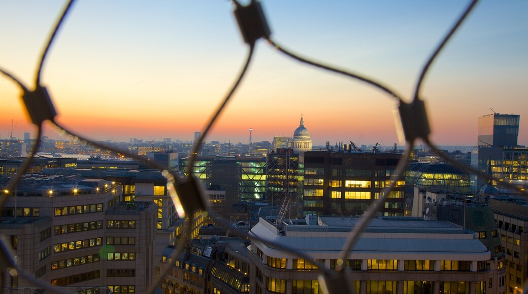 The Monument showing a city and a sunset