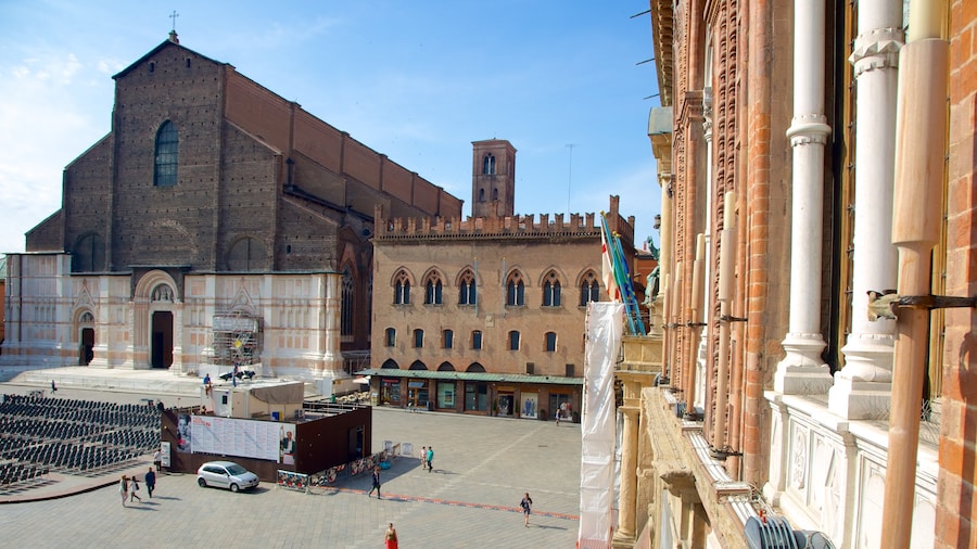 Bologna featuring a square or plaza, a city and heritage architecture