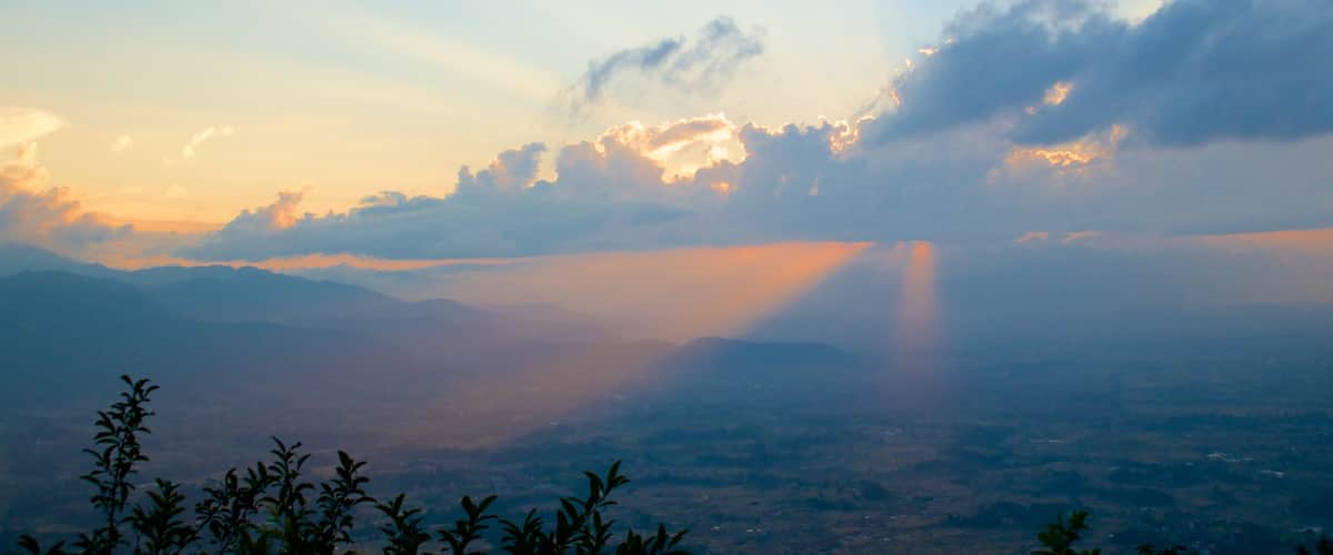 Nagarkot showing a sunset and tranquil scenes