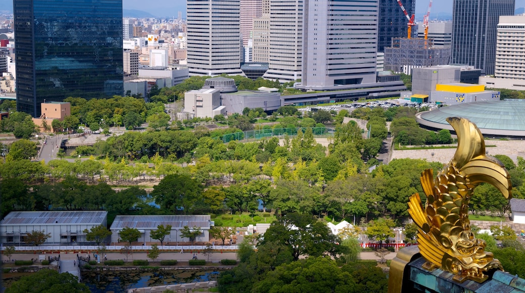 Osaka Castle showing a city