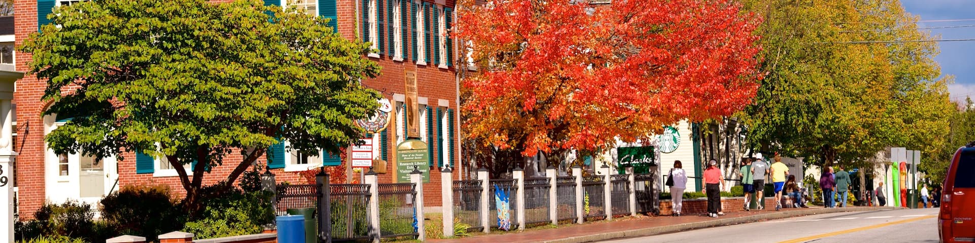 Freeport featuring a city and fall colors