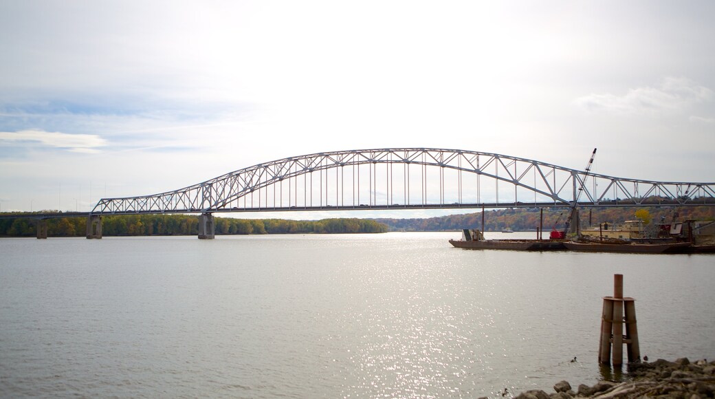 Dubuque which includes a river or creek and a bridge