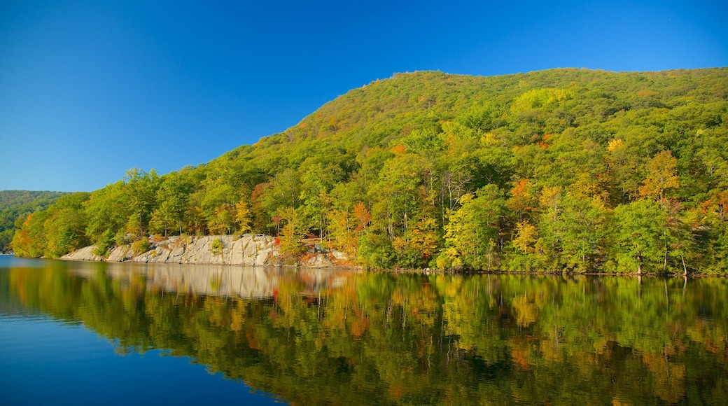 Bear Mountain State Park welches beinhaltet ruhige Szenerie und Fluss oder Bach