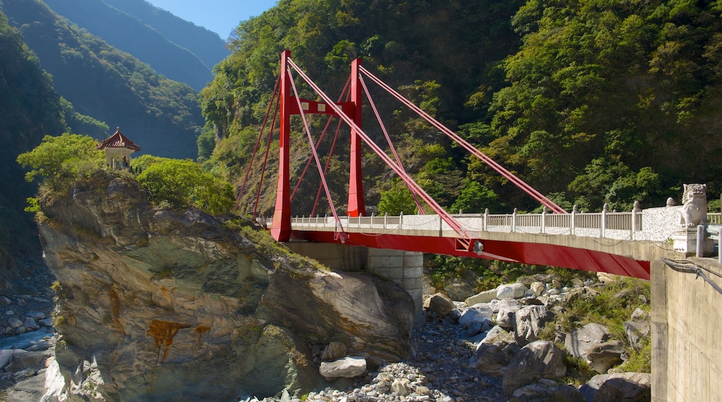 Parque Nacional de Taroko que incluye escenas tranquilas y un puente