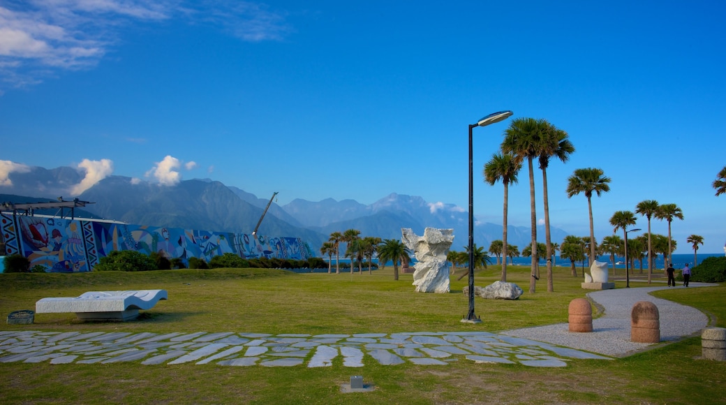 Chishingtan Beach featuring a park and outdoor art